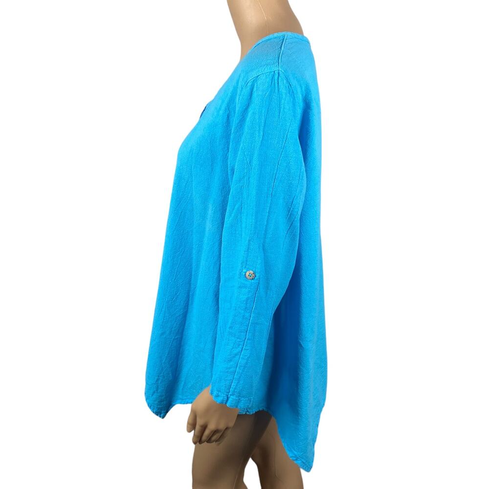 Casual Cottonseed Wear Blue Asymmetric Lagenlook Artsy Tunic Top Women's XL - Picture 3 of 5